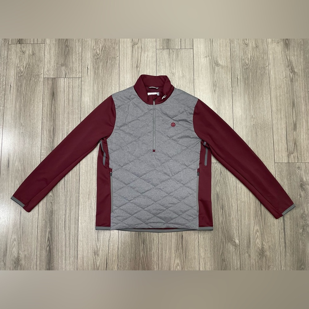 KJUS‎ Golf Mens XL Release Half Zip Pullover Jacket Quilted in Red & Gray